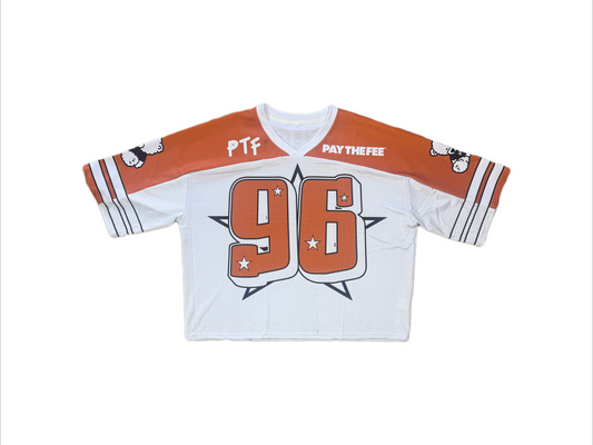 PTF Football Jersey, White/Texas Orange